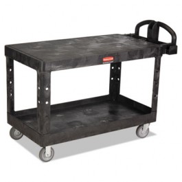 Heavy-Duty Utility Cart, 500-lb Cap., 2 Shelves, 25 1/4 x 54 x 36, Black