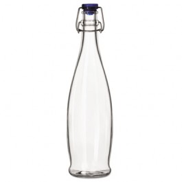 Glass Water Bottle with Wire Bail Lid, 33 7/8 oz, Clear Glass