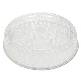 Round CaterWare Dome-Style Food Container Lids, 1-Comp, Clear, 16dia