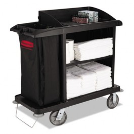 Multi-Shelf Cleaning Cart, 3 Shelves, 22w x 49d x 50h, Black