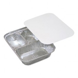 Aluminum Food Trays, 3-Compartment, 8w x 8d x 1 1/2h