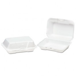 Foam Hinged Carryout Container, Deep, 8-1/4x5-1/5x3, White, 125/Bag