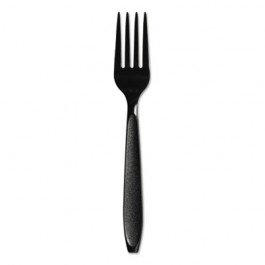 Impress Heavyweight Full-Length Polystyrene Cutlery, Fork, Black