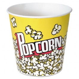 Paper Popcorn Bucket, 85 oz, Popcorn Design, 15/Pack