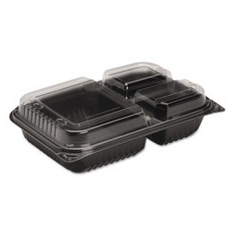 Dinner Box, 3-Comp, Black/Clear, 32oz, 11 1/2w x 8.05d x 2.95h