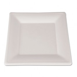 ChampWare Molded Fiber Tableware, Square, 10 x 10, White, 125/Pack
