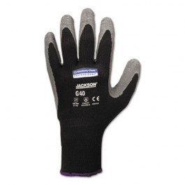 KLEENGUARD G40 Latex Coated Gloves, Size 11 (XXL), Poly/Cotton, Grey/Black