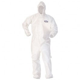 KLEENGUARD A80 Coveralls w/Head/Foot Covering, Saranex 23-P/Cloth, 4XL, White