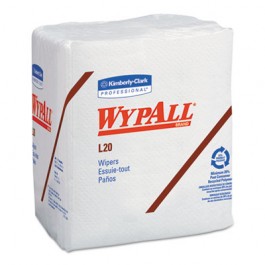WYPALL L20 Wipers, Quarterfold, Four-Ply, 12 1/5 x 13, White, 68/Pack