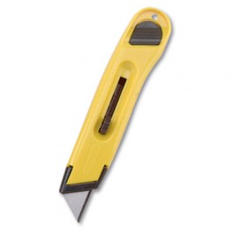 Plastic Light-Duty Utility Knife w/Retractable Blade, Yellow