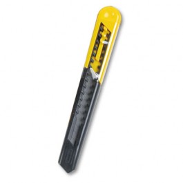 Straight Handle Knife w/Retractable 13-Point Snap-Off Blade, Black/Yellow