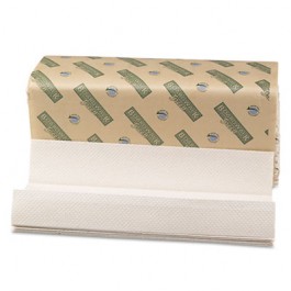 Boardwalk Green Towels, C-Fold, Natural White, 10 1/8W x 13L
