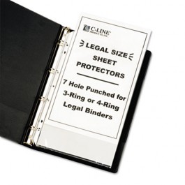 Hvywt Poly Sht Prtctor, Clear, Punched for 3 or 4-Ring Binder, 14 x 8 1/2