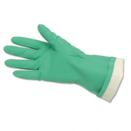 Flock-Lined Nitrile Gloves, Green