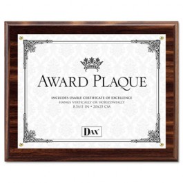 Award Plaque, Wood/Acrylic Frame, fits up to 8-1/2 x 11, Walnut