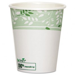 EcoSmart Hot Cups, PLA Lined Paper, Viridian, 10 oz