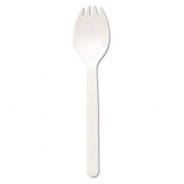 Plastic Tableware, Mediumweight, Fork/Spoon Combo, White