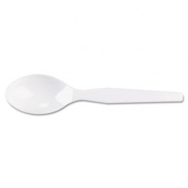 Plastic Tableware, Heavy Mediumweight Teaspoons, White