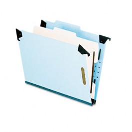 Pressboard Hanging Classification Folder w/Dividers, Four-Section, Letter, Blue