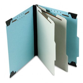 Pressboard Hanging Classification Folder w/Dividers, Six-Section, Letter, Blue