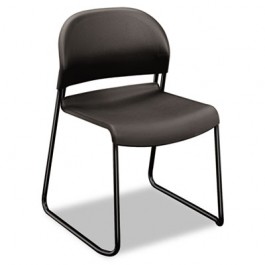 GuestStacker Chair, Charcoal with Black Finish Legs, 4/Carton