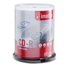CD-R Discs, 700MB/80min, 52x, Spindle, Branded, Silver, 100/Pk