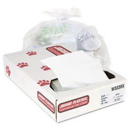 Industrial Strength Commercial Can Liners, 33 gal, .9mil, White