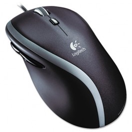 M500 Corded Mouse, Three-Button/Scroll, Black/Silver