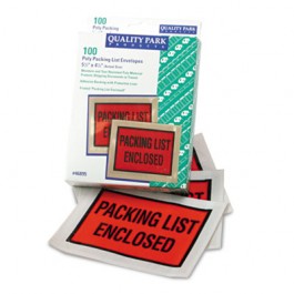 Full-Print Self-Adhesive Packing List Envelope, Orange, 5 1/2 x 4 1/2, 100/Box