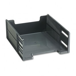 Stackable High Capacity Front Load Letter Tray, Polystyrene, Ebony