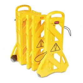 Portable Mobile Safety Barrier, Plastic, 1" x 13 ft x 40", Yellow