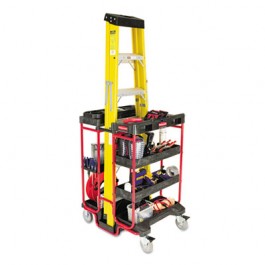 Ladder Cart w/Open Ends, 7-Shelf, 27w x 31-1/2d x 42h, Black/Red