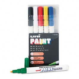 uni-Paint Markers, Fine Point, Assorted, 6/Set