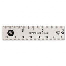 Stainless Steel Office Ruler With Non Slip Cork Base, 6"