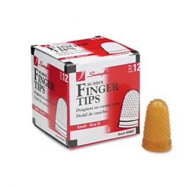 Rubber Finger Tips, Size 11, Small, Amber, 12/Pack