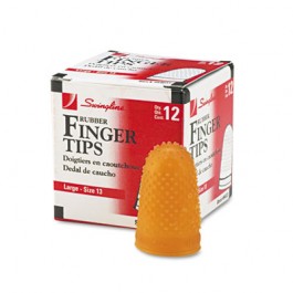 Rubber Finger Tips, Size 13, Large, Amber, 12/Pack