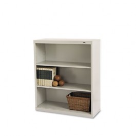 Metal Bookcase, 3 Shelves, 34-1/2w x 13-1/2d x 40h, Putty