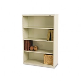 Metal Bookcase, 4 Shelves, 34-1/2w x 13-1/2d x 52-1/2h, Putty