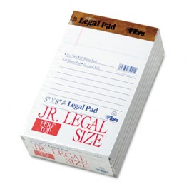 The Legal Pad Jr. Ruled Perforated Pads, 5 x 8, White, 50 Sheet Pads, Dozen