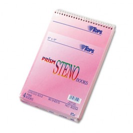 Spiral Steno Notebook, Gregg Rule, 6 x 9, Pink, 4 80-Sheet Pads/Pack