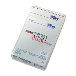 Spiral Steno Notebook, Gregg Rule, 6 x 9, Gray, 4 80-Sheet Pads/Pack