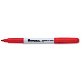 Pen Style Permanent Markers, Fine Point, Red, Dozen