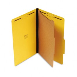 Pressboard Classification Folders, Legal, Four-Section, Yellow, 10/Box