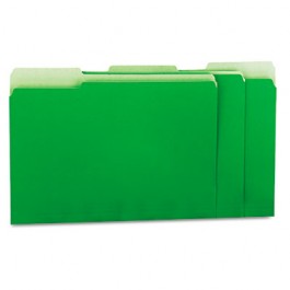Recycled Interior File Folders, 1/3 Cut Top Tab, Letter, Green, 100/Box