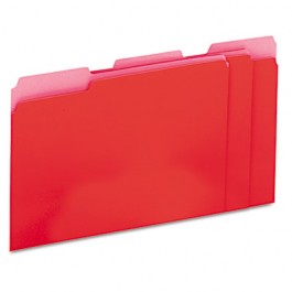 Recycled Interior File Folders, 1/3 Cut Top Tab, Letter, Red, 100/Box