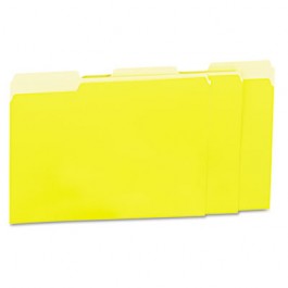 Recycled Interior File Folders, 1/3 Cut Top Tab, Letter, Yellow, 100/Box