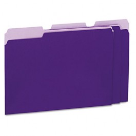 Recycled Interior File Folders, 1/3 Cut Top Tab, Letter, Violet, 100/Box