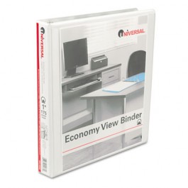 Round Ring Economy Vinyl View Binder, 1" Capacity, White, 12/Carton