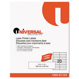 Laser Printer Permanent Labels, 1 x 4, Clear