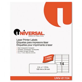 Laser Printer Permanent Labels, 1-1/3 x 4, Clear